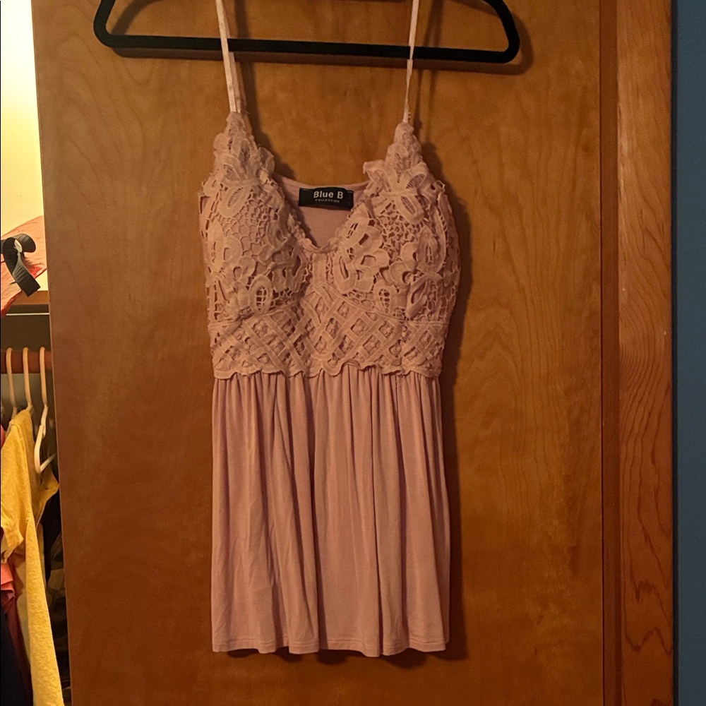 Blue B Pink Lace Tank Top